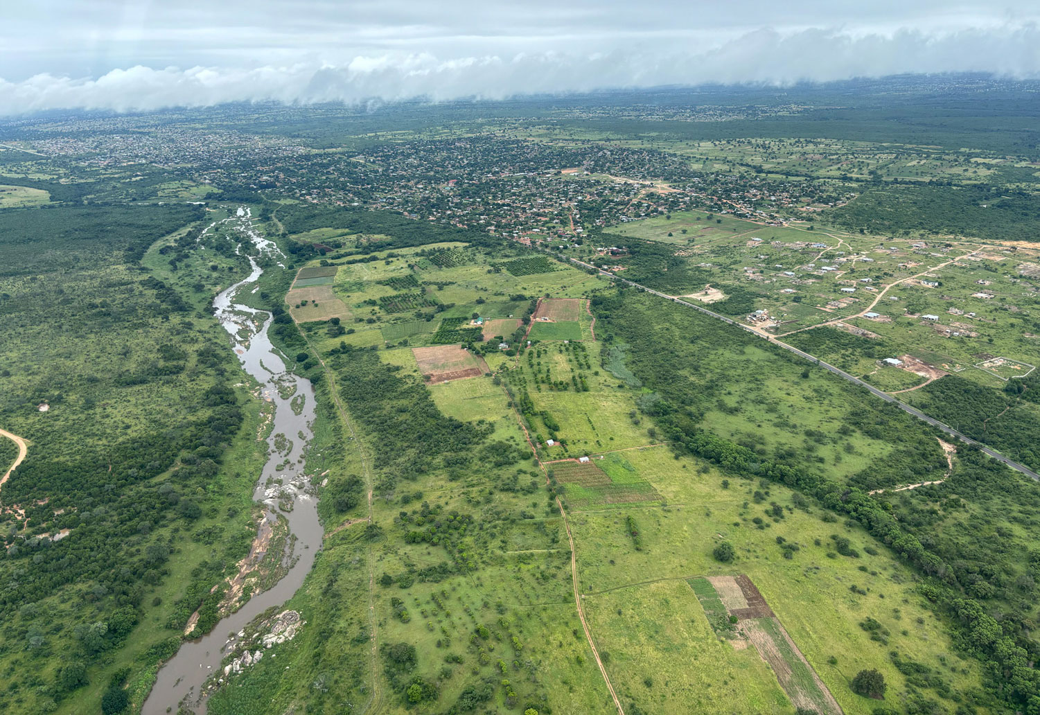 Aerial view of the Sand River — the vision